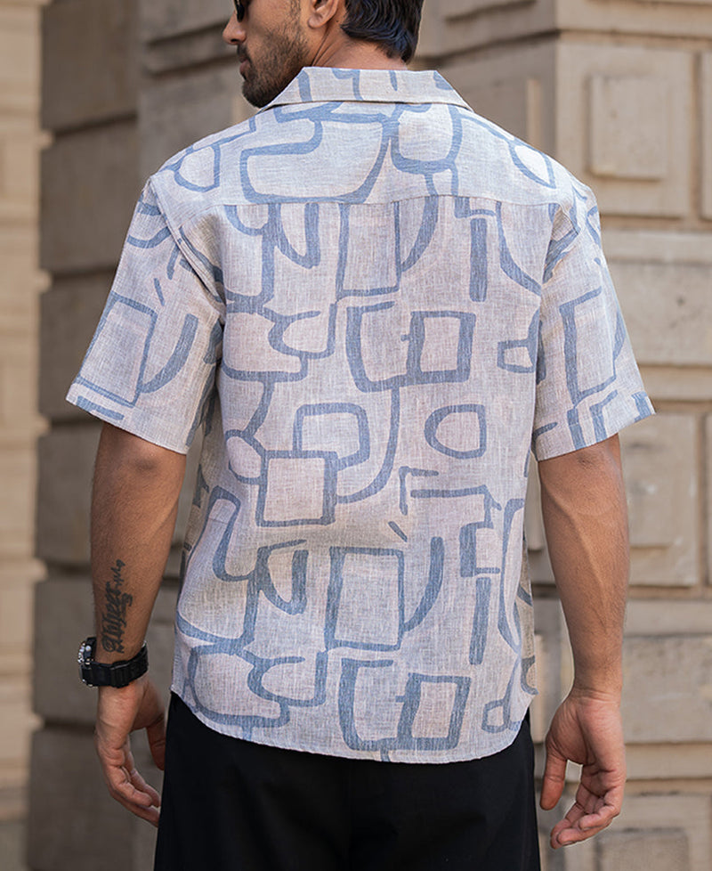Grey Sky Abstract Print Shirt