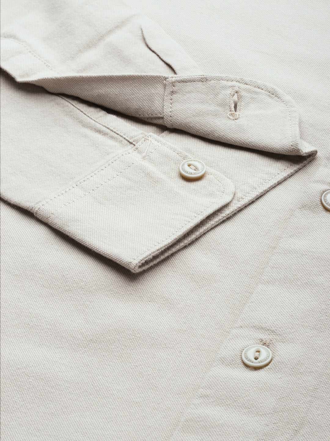 Unam - Men Beige Solid Slim Fit Cotton Shirt