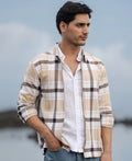 Beige Checks Zipper Shirt
