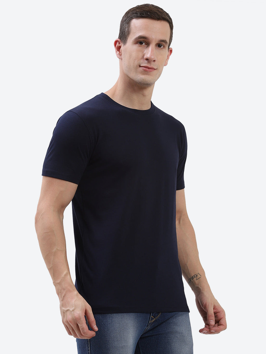 Cam Cotton Poly T-Shirt - Navy Blue