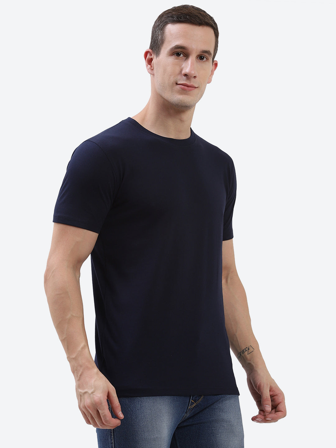 Cam Cotton Poly T-Shirt - Navy Blue