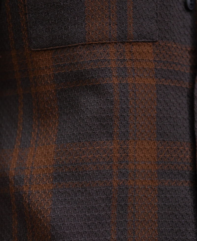 Dark Brown Structured Checks Shirt