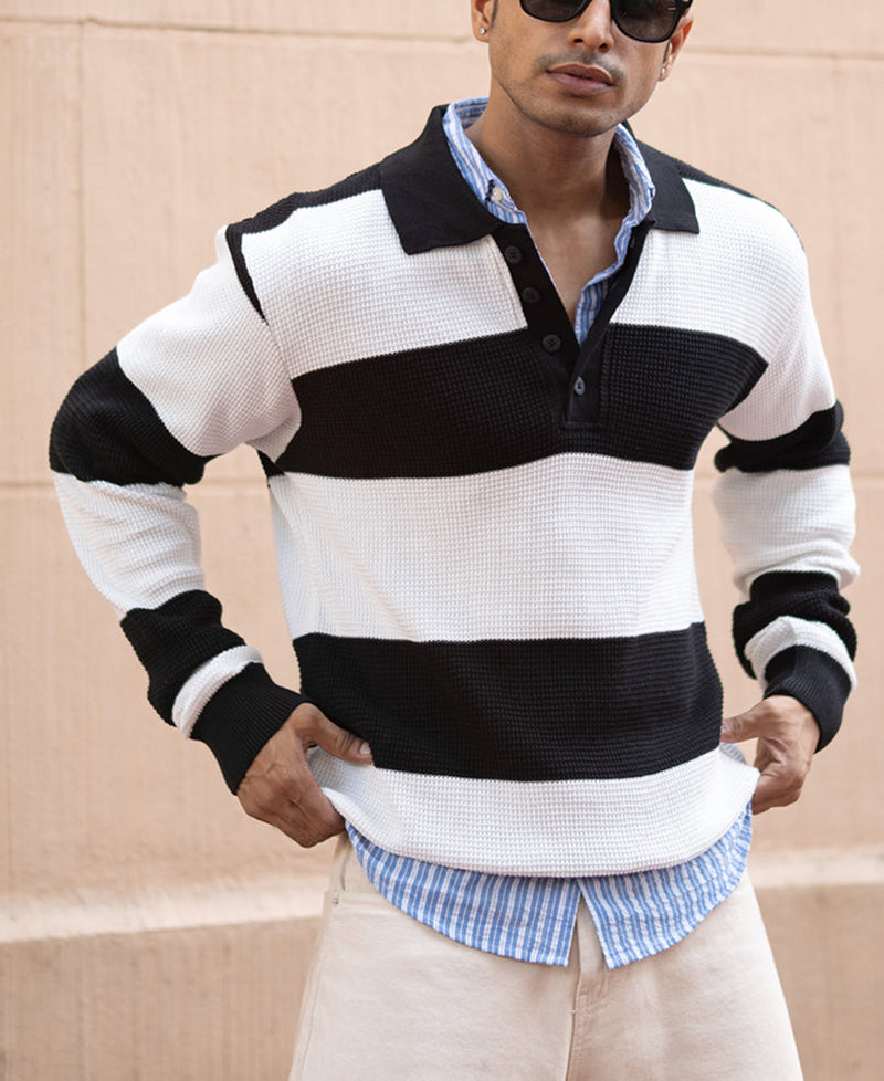 Black And White Knit Sweatshirt