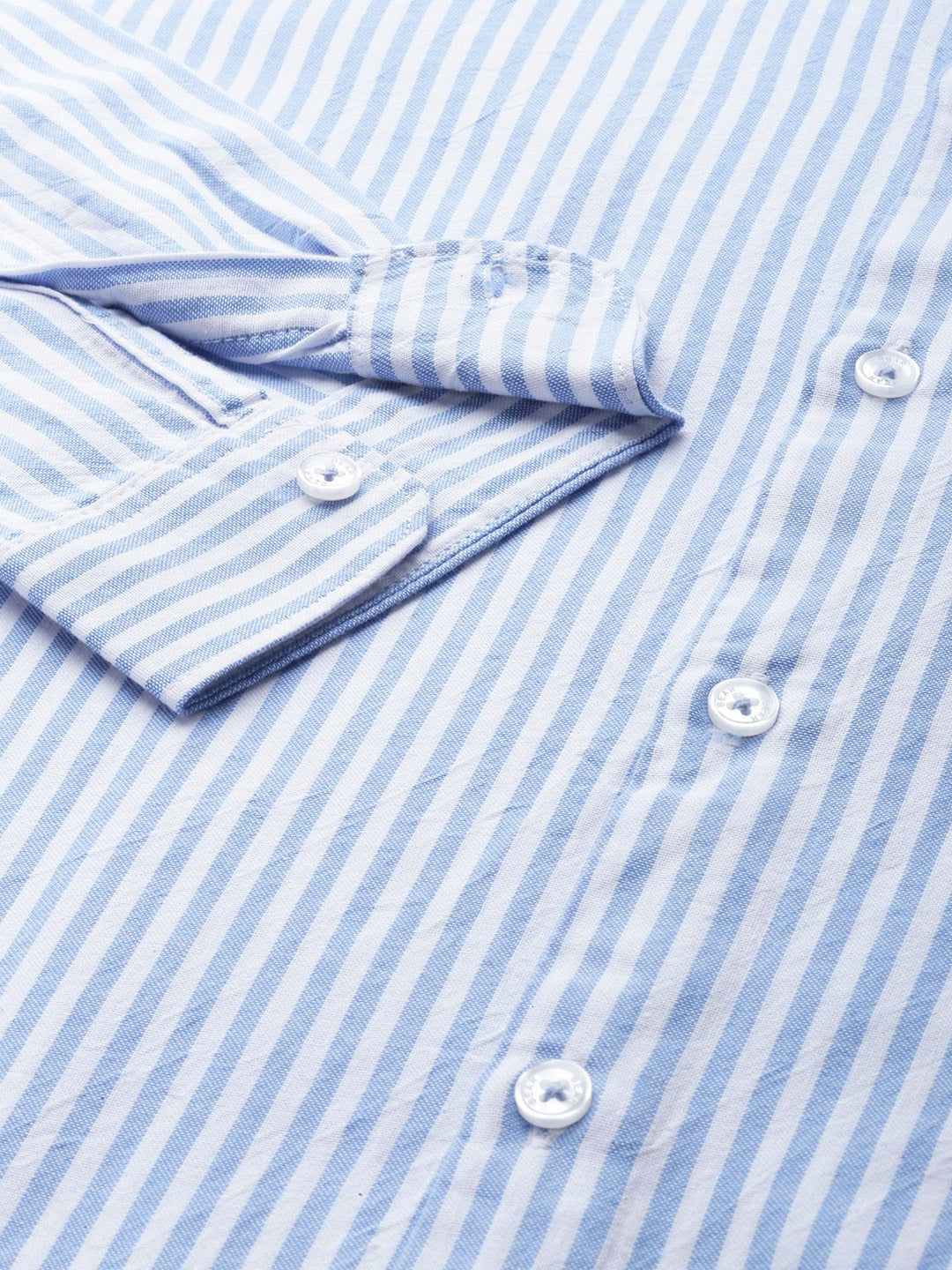 Cantos - Men Blue & White Cotton Slim Fit Striped Casual Shirt