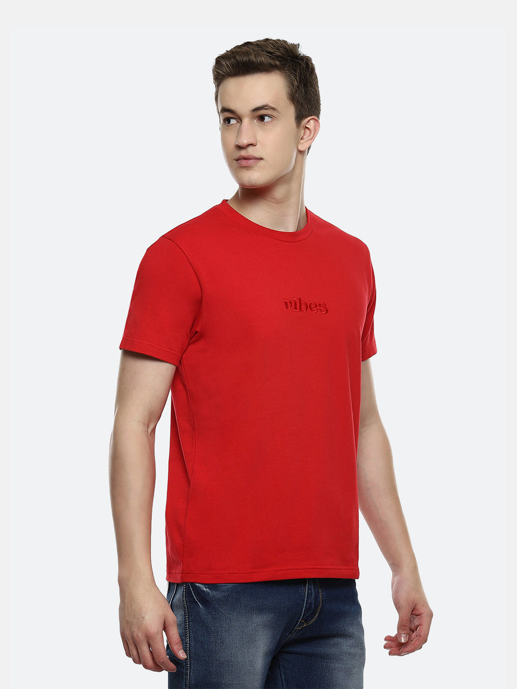 Fringe Organic Cotton Elastane T-Shirt - Red