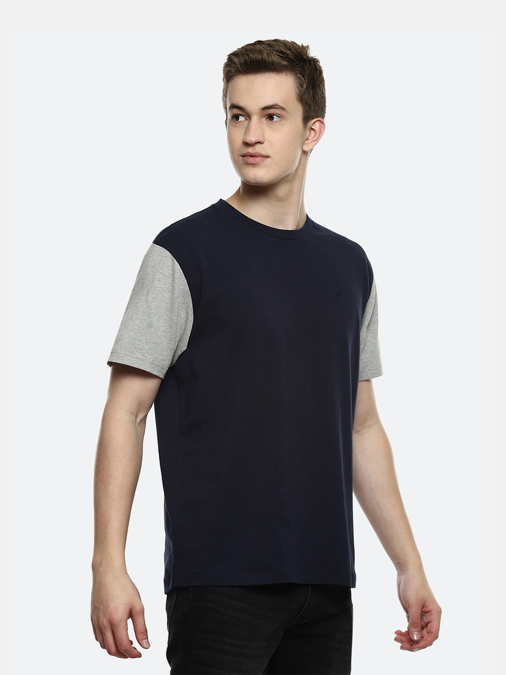 Smash Color Block Oversized T-Shirt - Black Iris Melange