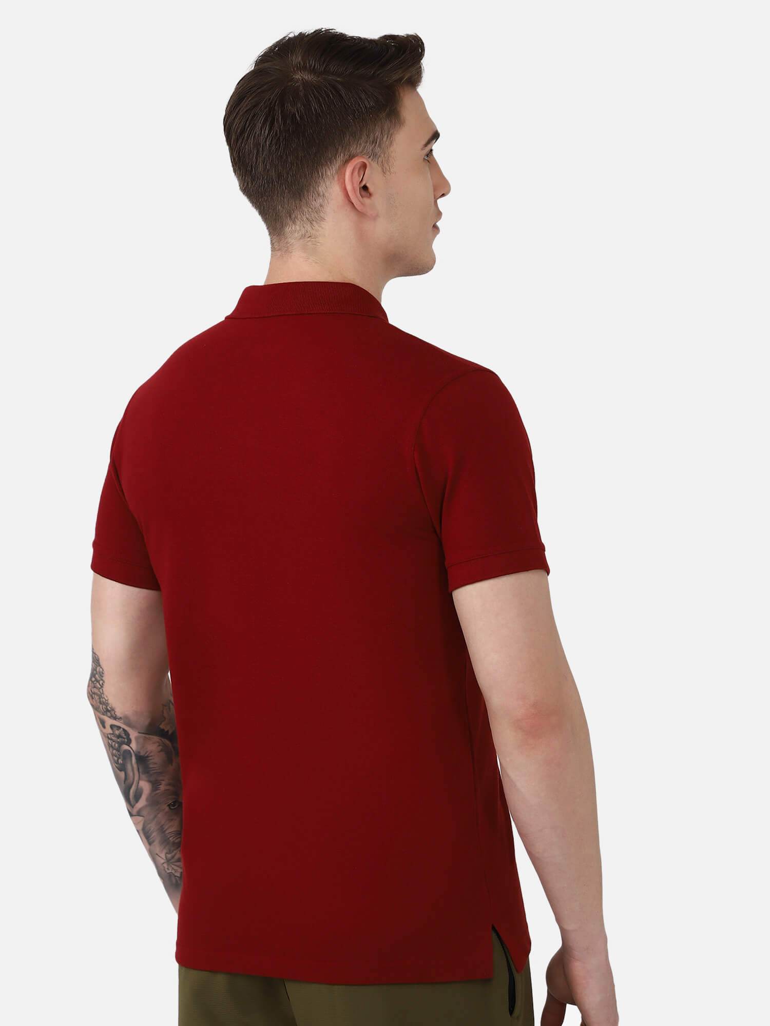 Dany Poly Cotton Polo T-Shirt - Maroon