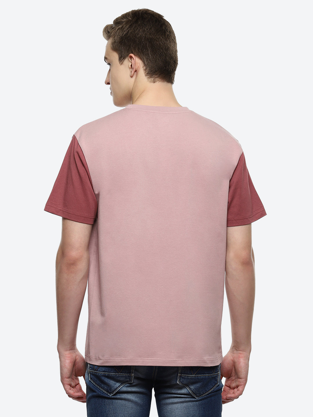 Twin Color Block Oversized T-Shirt - Multi Colour Pink