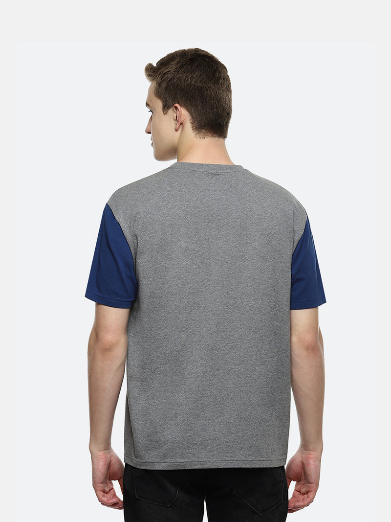 Hue Color Block Oversized T-Shirt - Dark Grey Melange