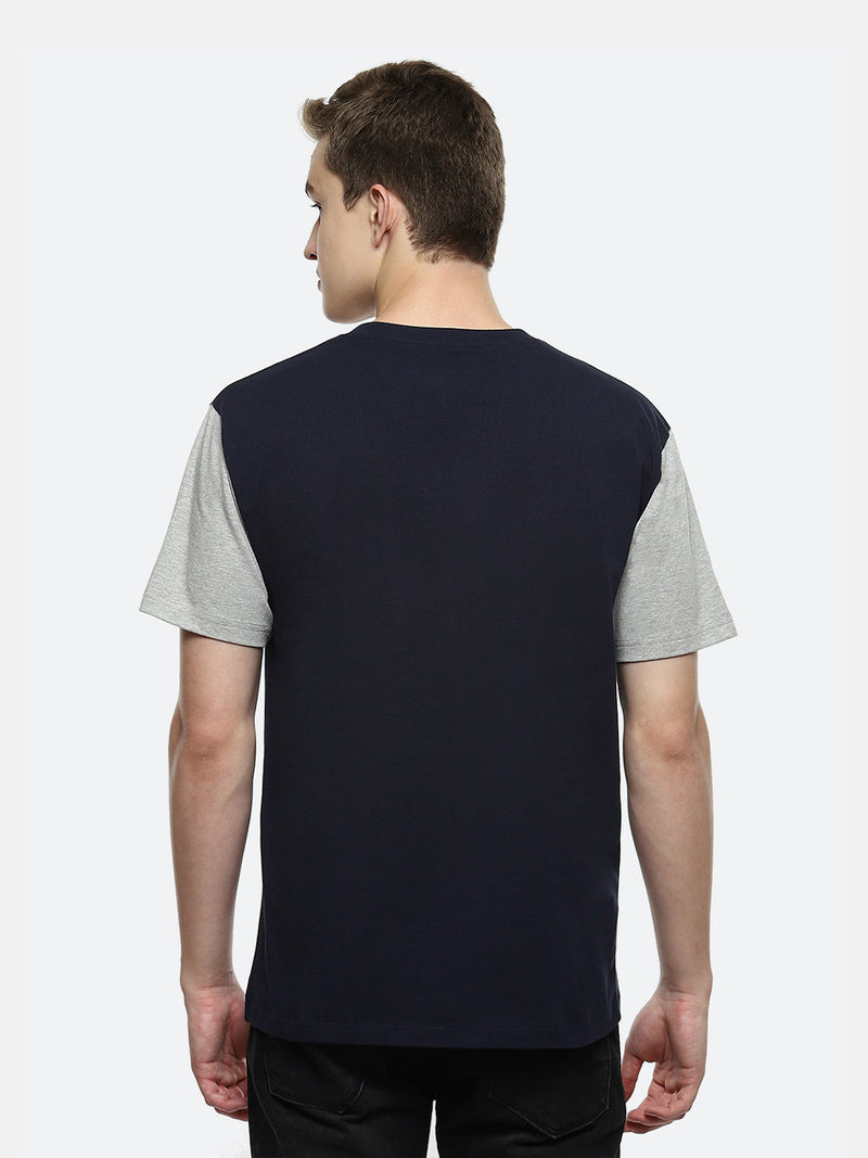 Smash Color Block Oversized T-Shirt - Black Iris Melange