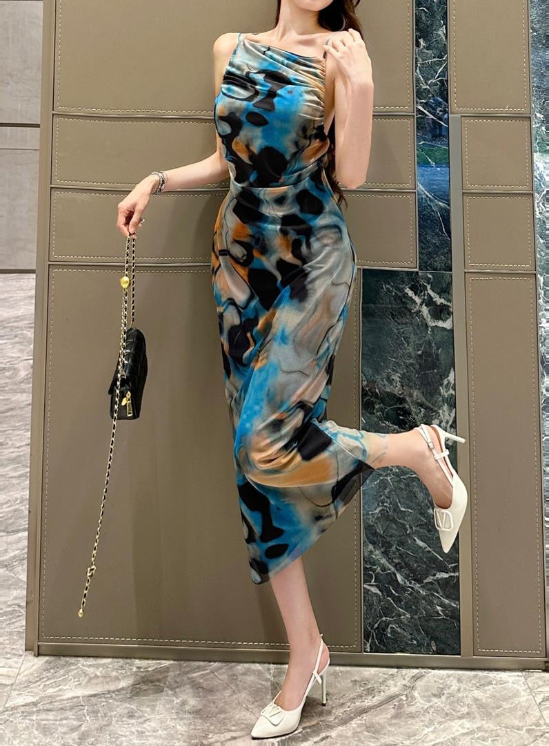 Souk Bodycon Summer Dress - Blue