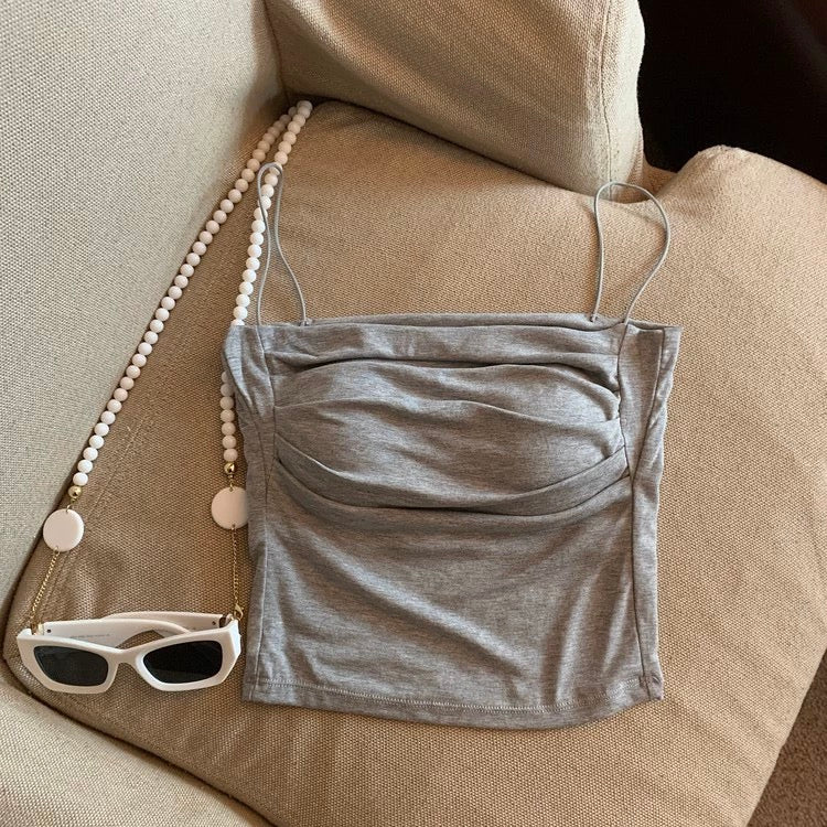 Zouzou Tank Tops with Inbuilt Bra - Grey