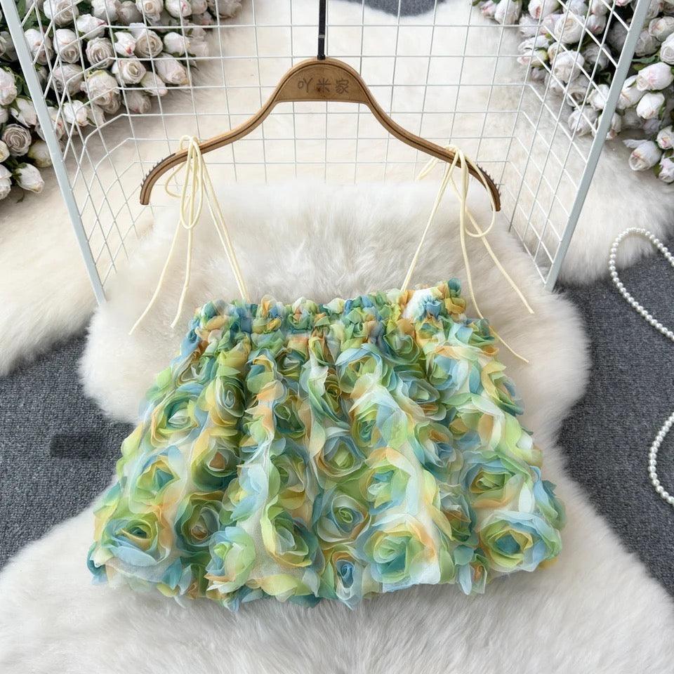 Reming 3D Floral Blouse - Green