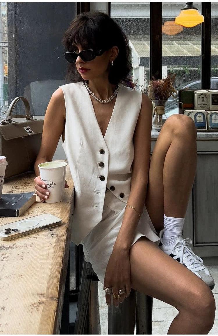Bodrum Linen Coord Set - White