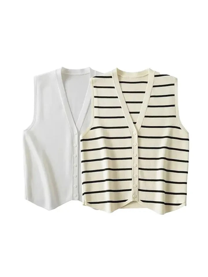 Dolo Statement Vest Summer Casual Tops - White