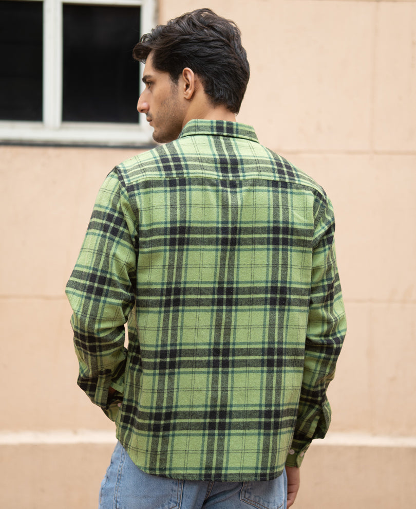 Green Brushed Checks Shirt