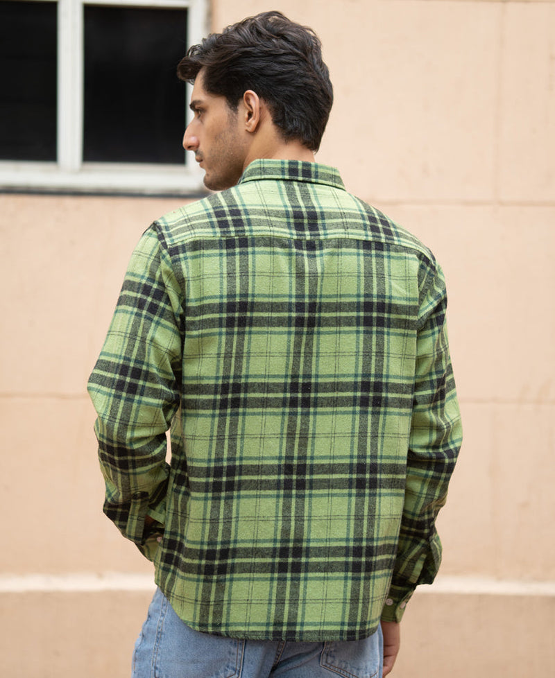 Green Brushed Checks Shirt