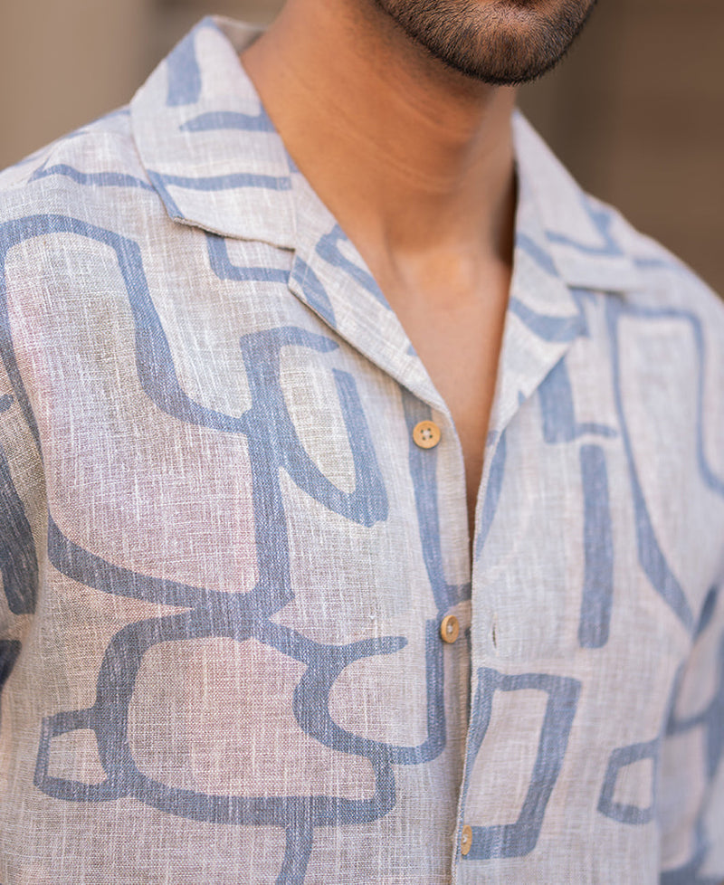 Grey Sky Abstract Print Shirt