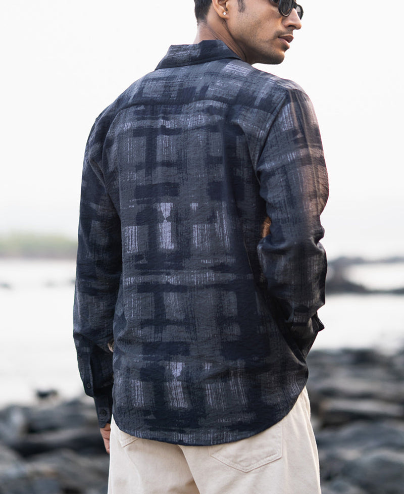 Dark Grey Printed Lightweight Shirt