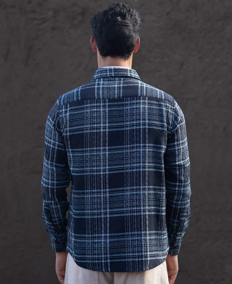 Dark Navy Structured Checks Shirt