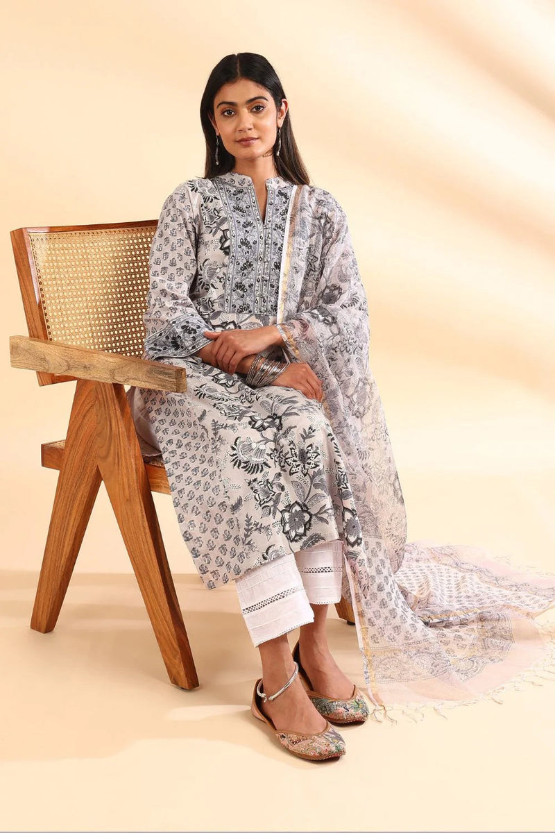 Grey Kota Doria Dupatta