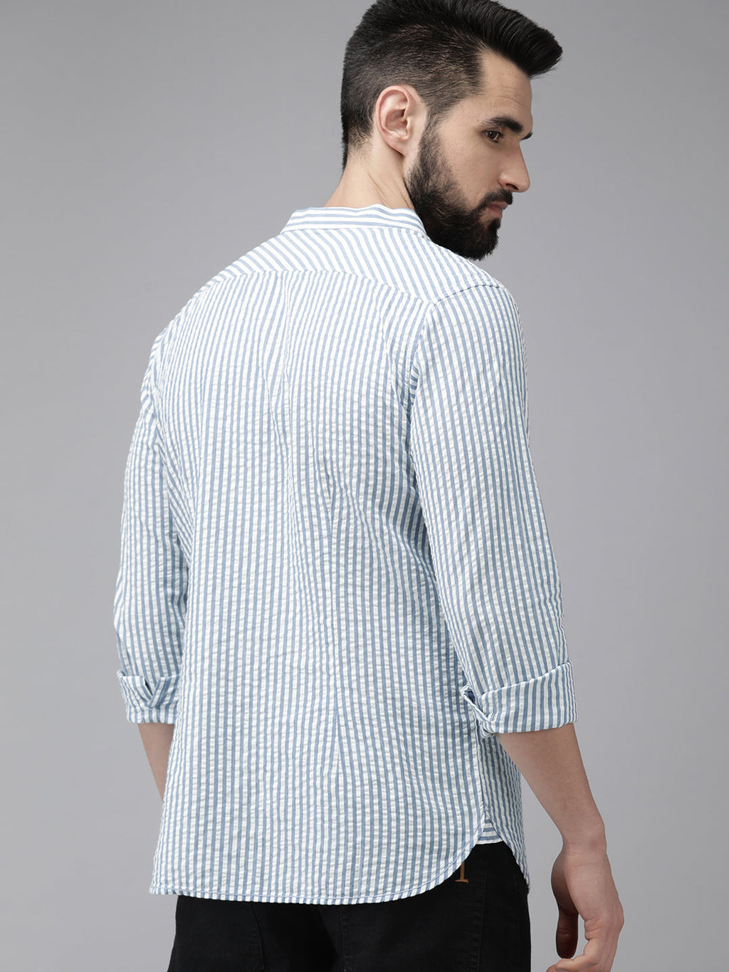 Reece - Ardor By The Bear House Men Blue Slim Fit Cotton Casual Shirt