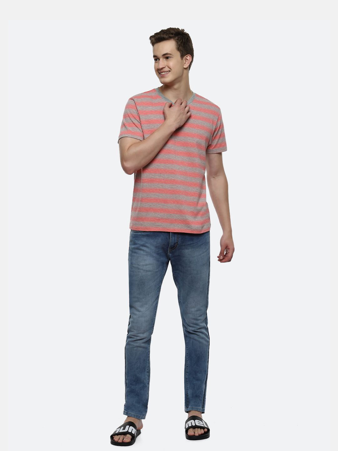 Streak Organic Cotton Elastane T-Shirt - Multi Colour Pink