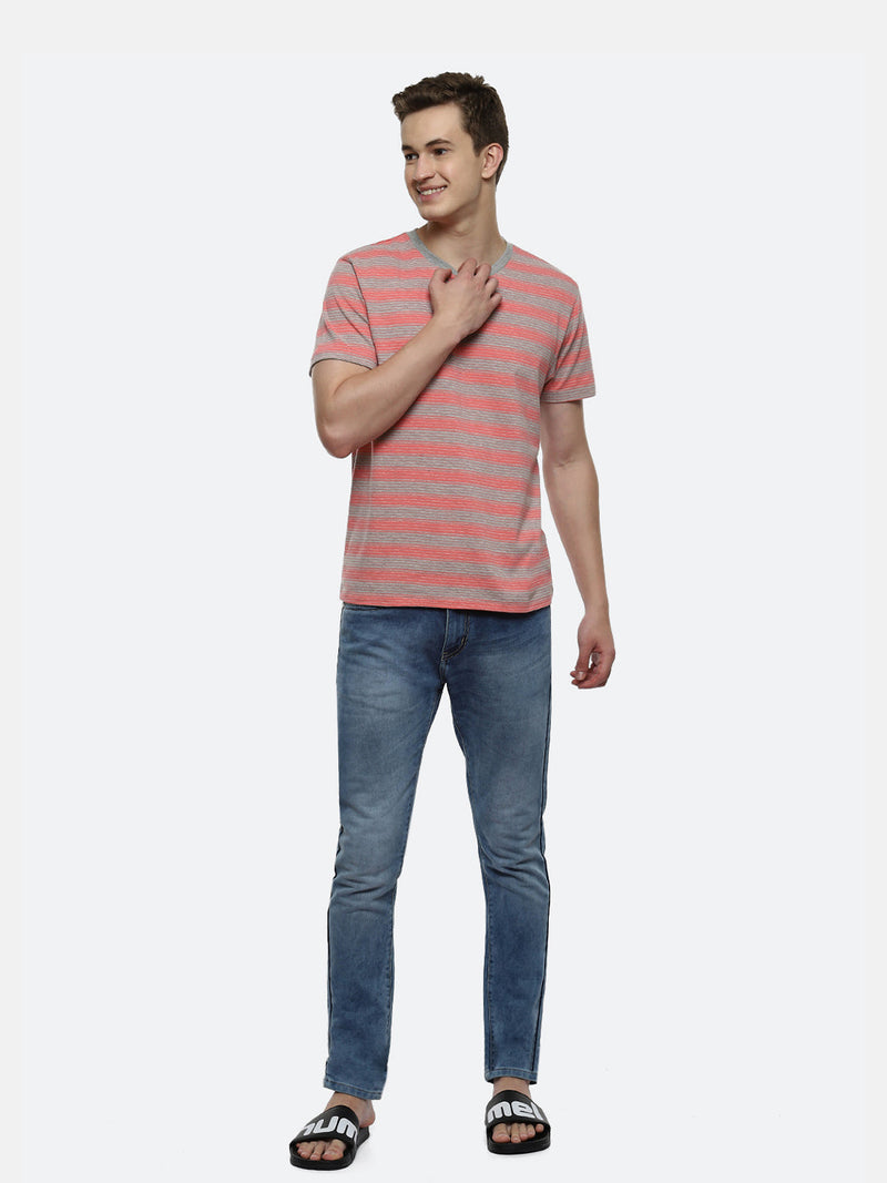 Streak Organic Cotton Elastane T-Shirt - Multi Colour Pink