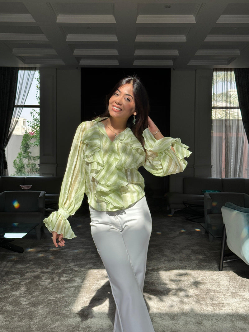 Freida Ruffled Blouse - Green
