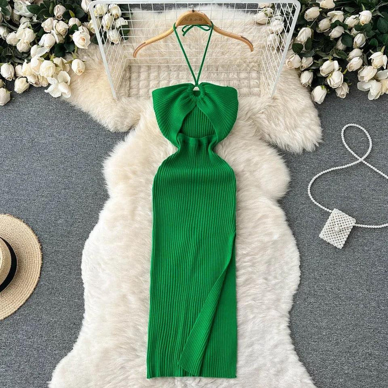 Diabella Halterneck Bodycon Dress - Green