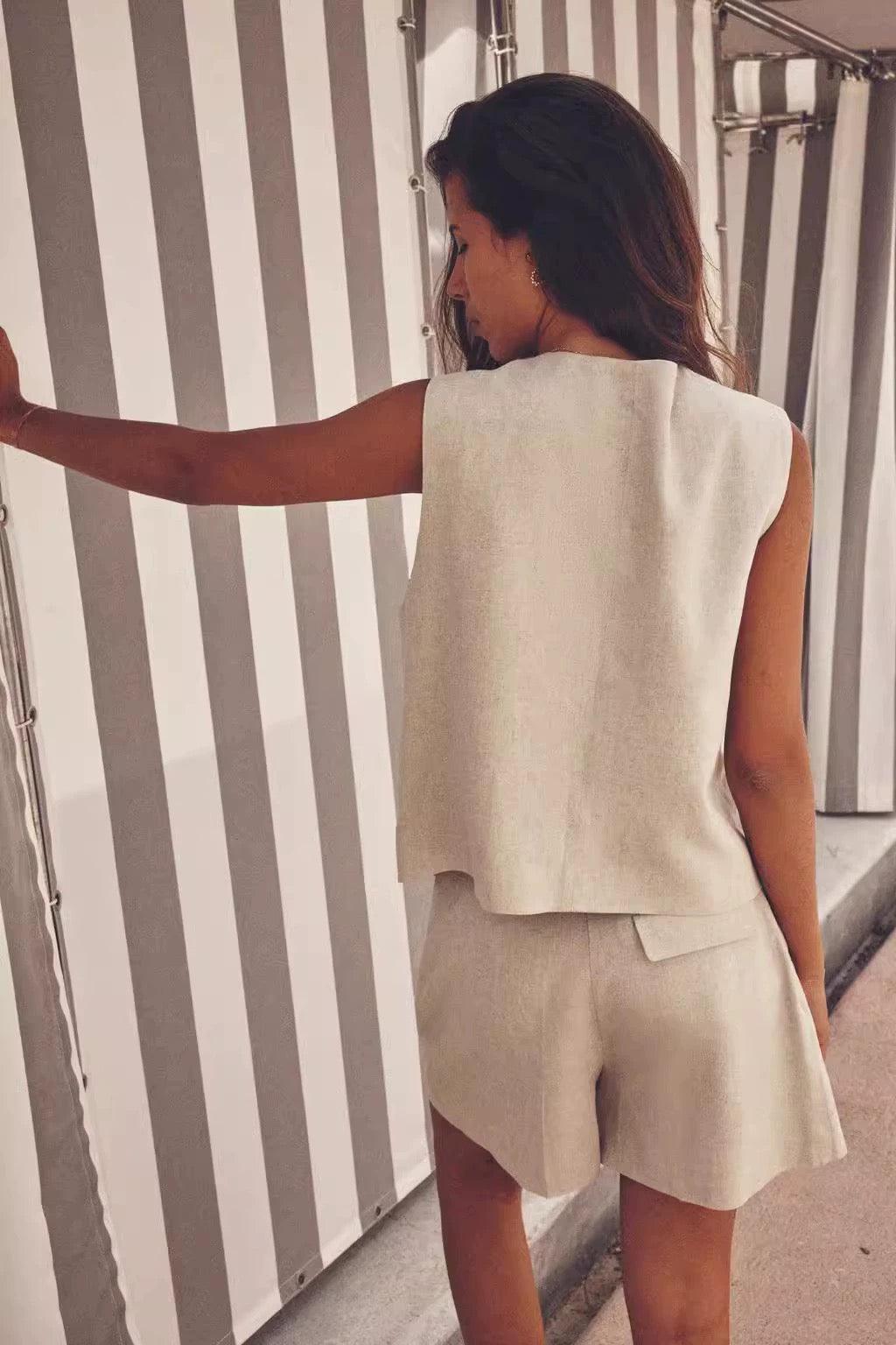 Bodrum Linen Coord Set - Beige