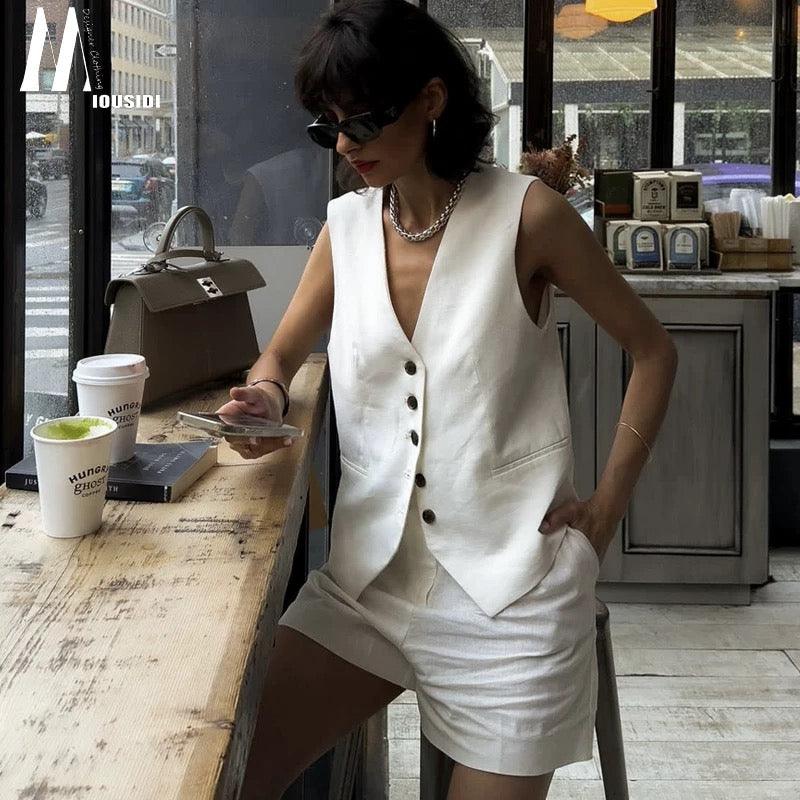 Bodrum Linen Coord Set - White