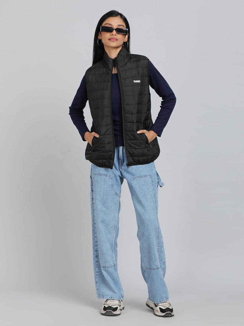 Benne Sleeveless Bomber Jacket - Black