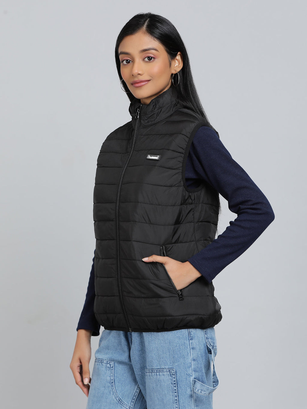 Benne Sleeveless Bomber Jacket - Black