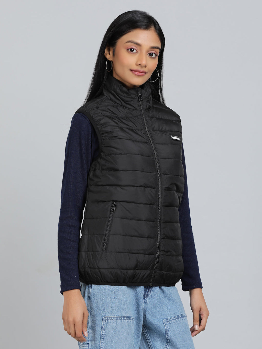 Benne Sleeveless Bomber Jacket - Black