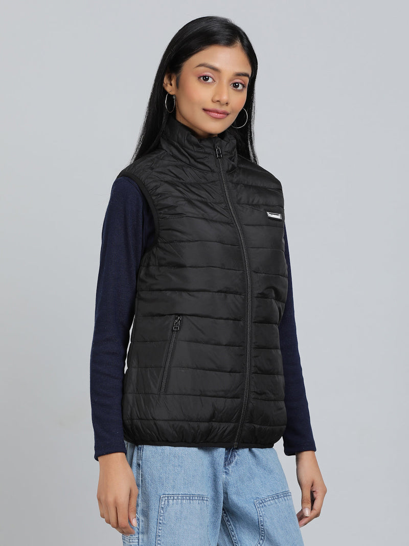 Benne Sleeveless Bomber Jacket - Black