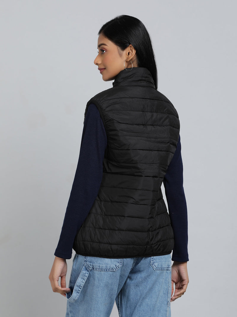 Benne Sleeveless Bomber Jacket - Black
