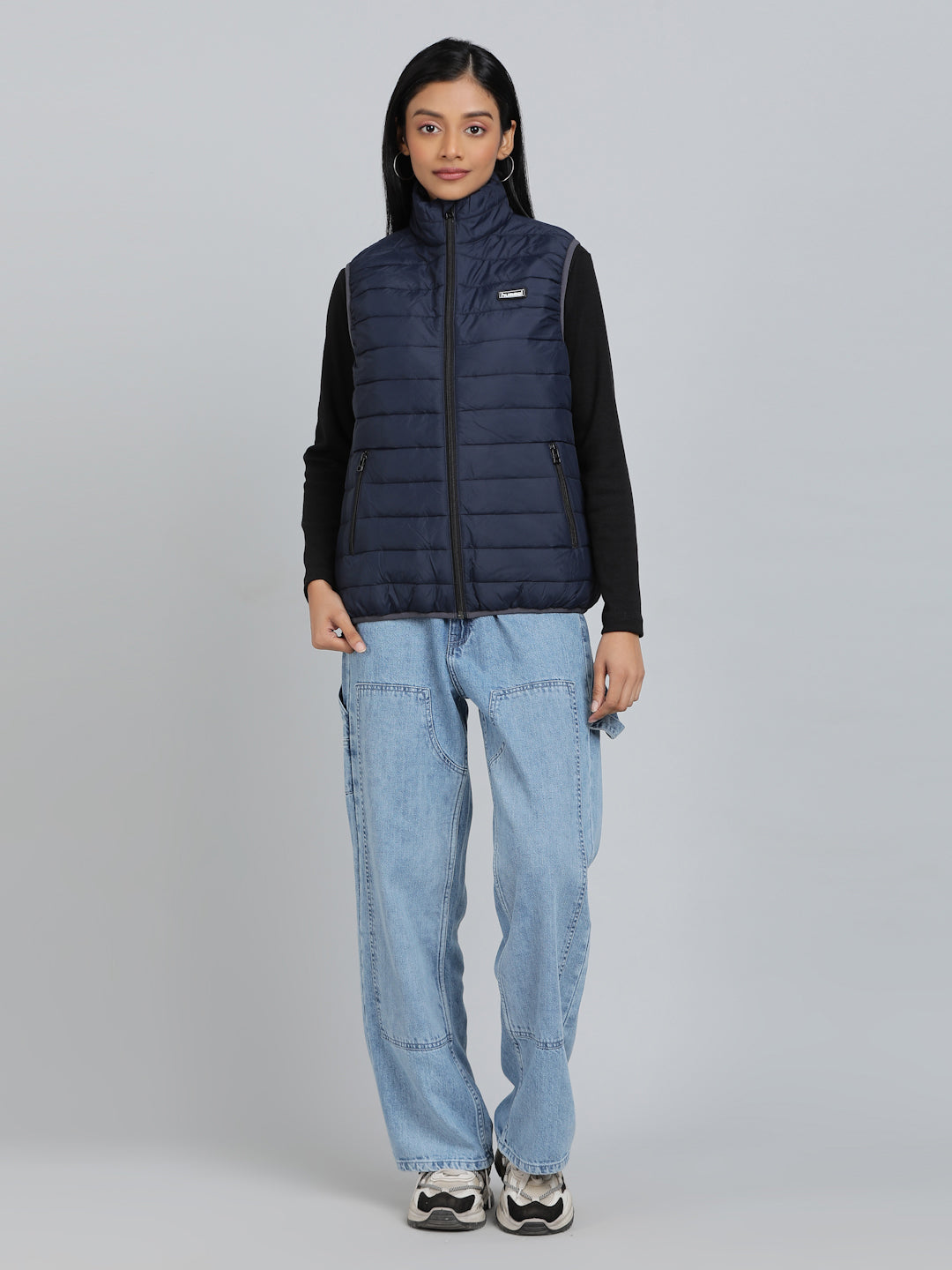 Benne Sleeveless Bomber Jacket - Navy Blue