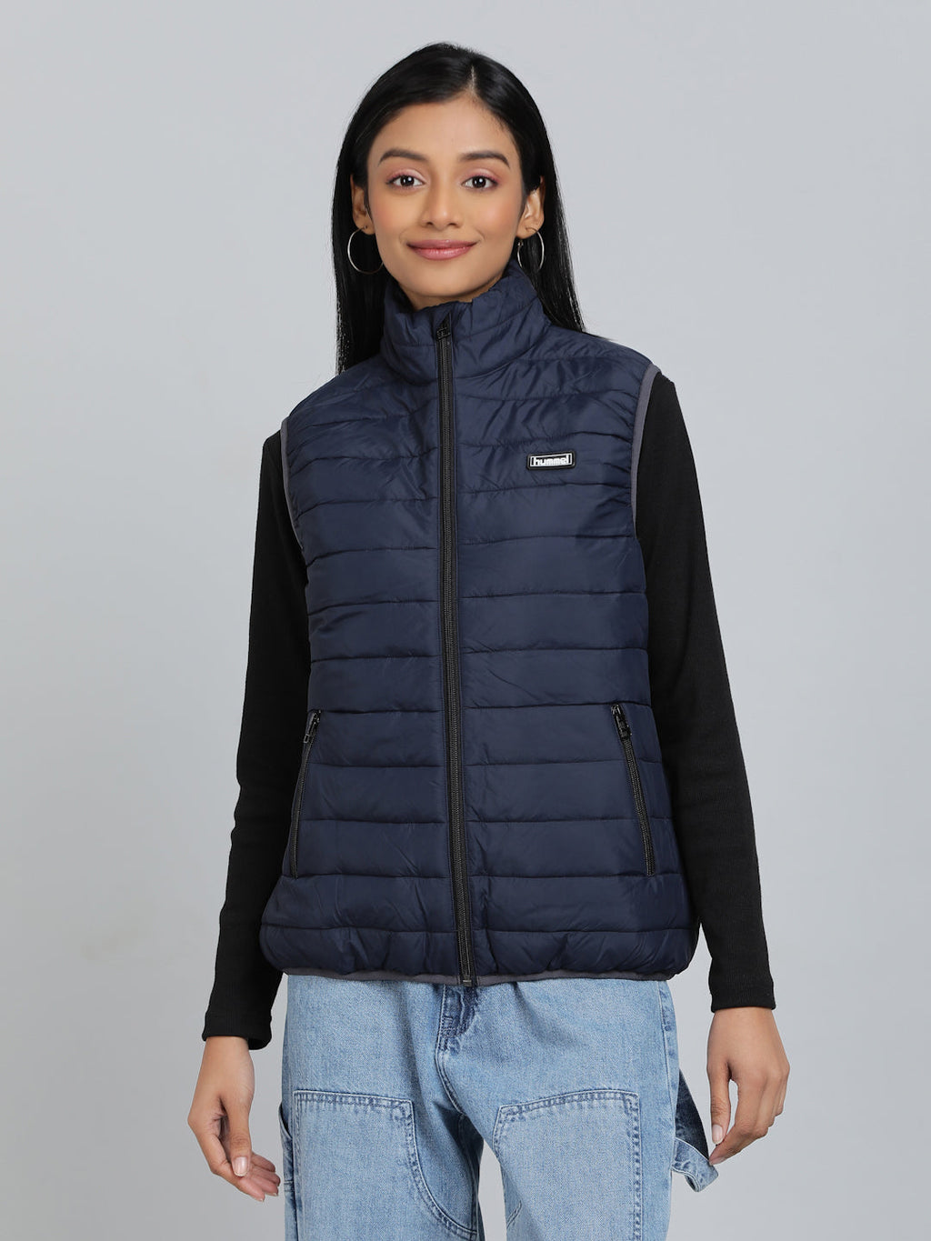 Benne Sleeveless Bomber Jacket - Navy Blue