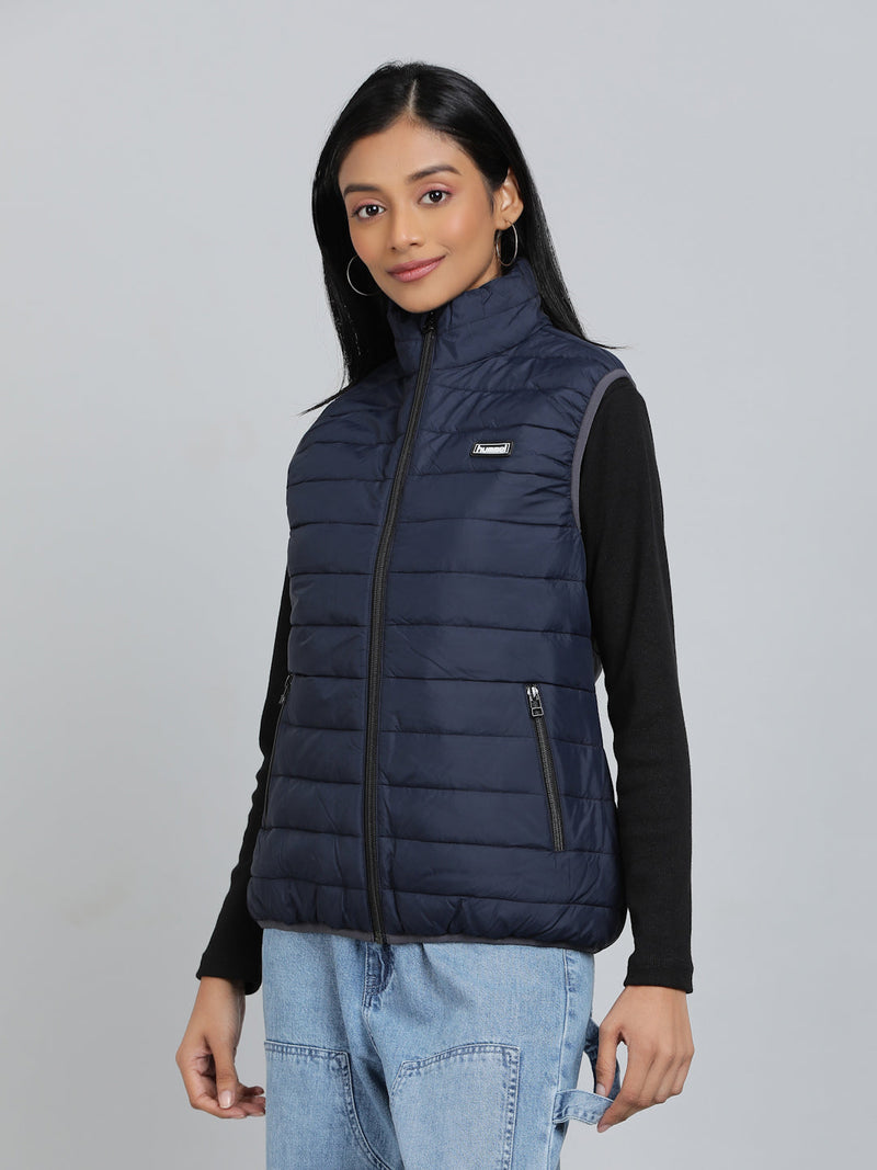 Benne Sleeveless Bomber Jacket - Navy Blue