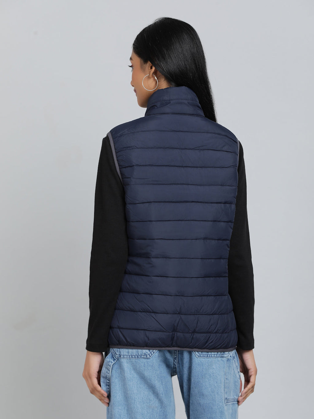 Benne Sleeveless Bomber Jacket - Navy Blue