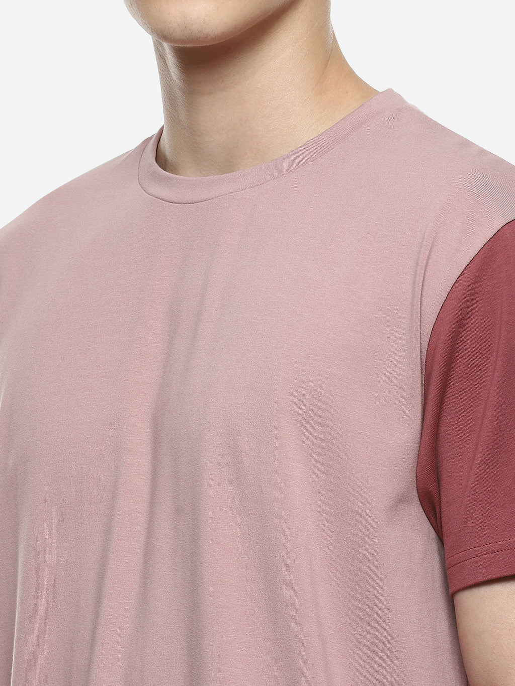 Twin Color Block Oversized T-Shirt - Multi Colour Pink