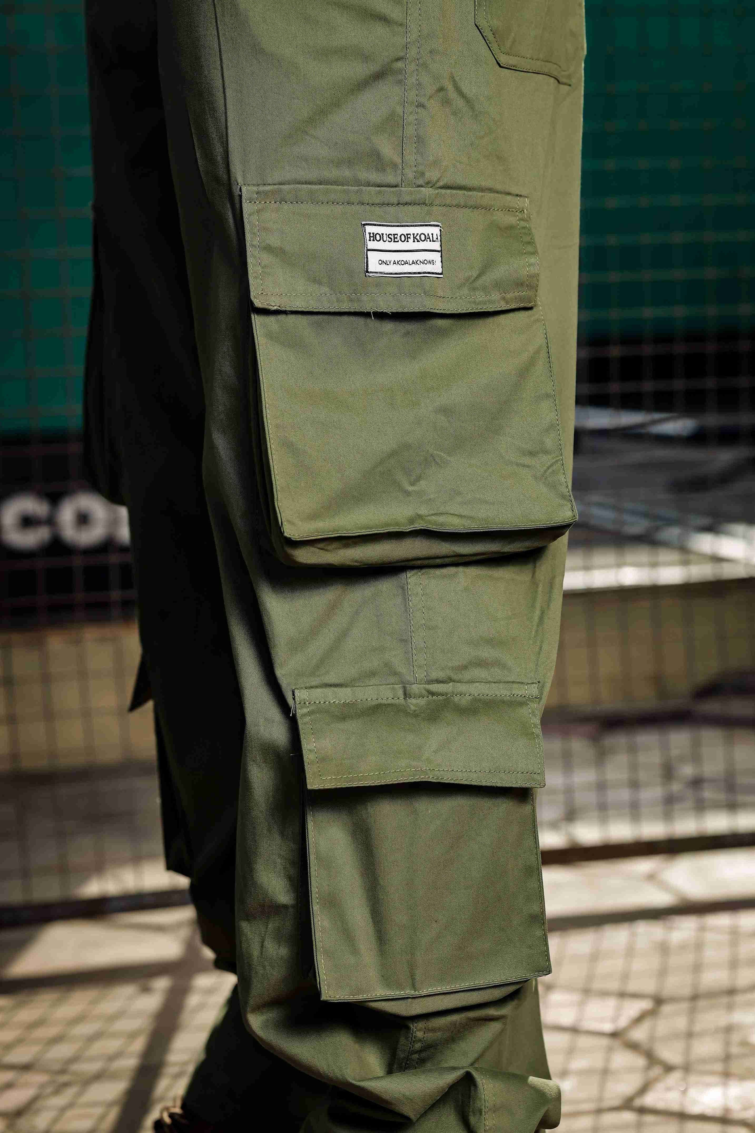 Olive Baggy fit 8 Pocket Streetwear Pure Cotton Cargo Trousers