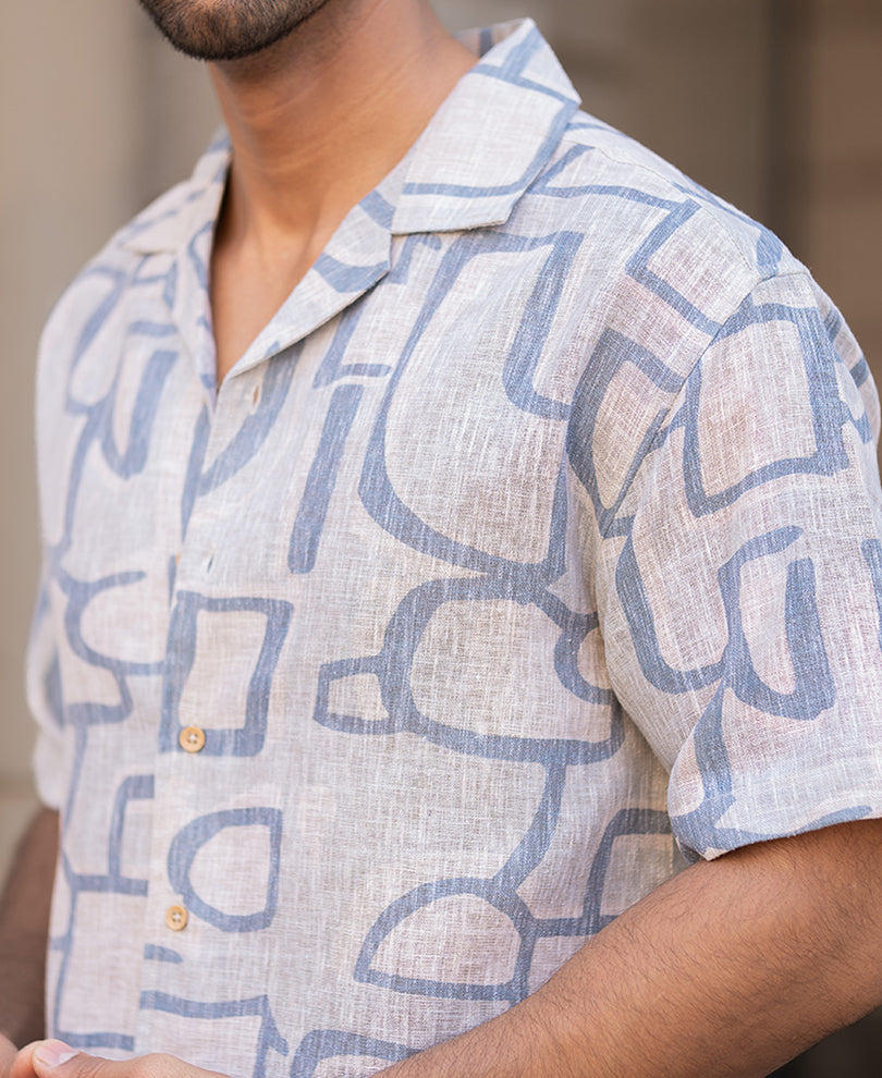 Grey Sky Abstract Print Shirt