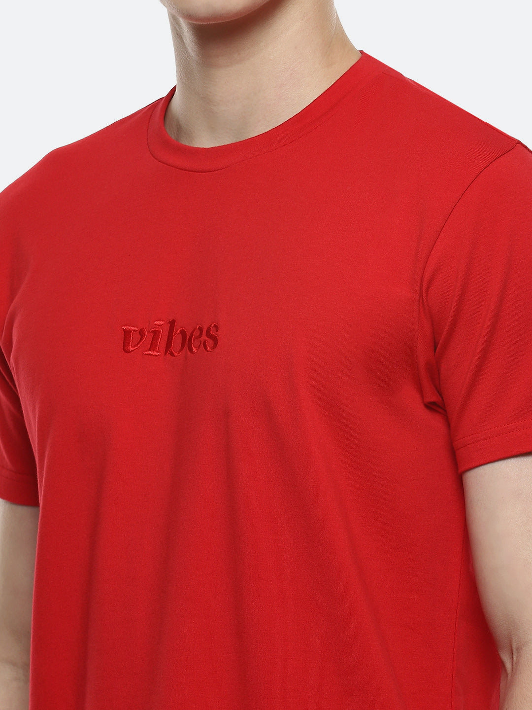 Fringe Organic Cotton Elastane T-Shirt - Red