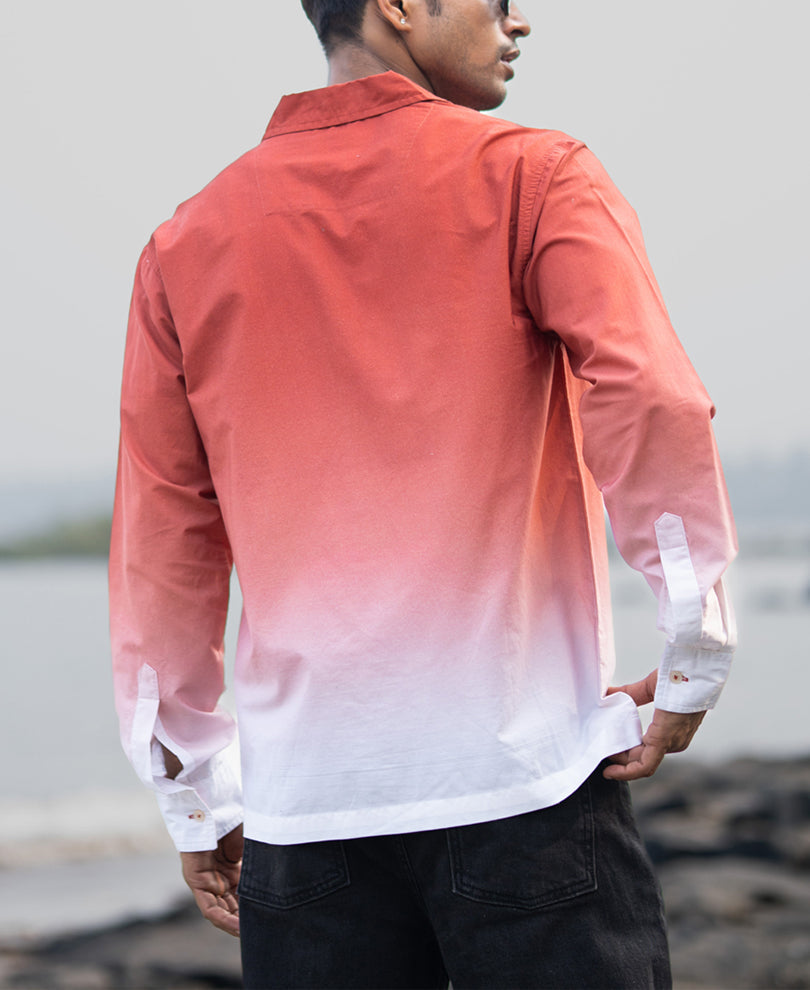 Orange Rust Ombre Pocket Shirt