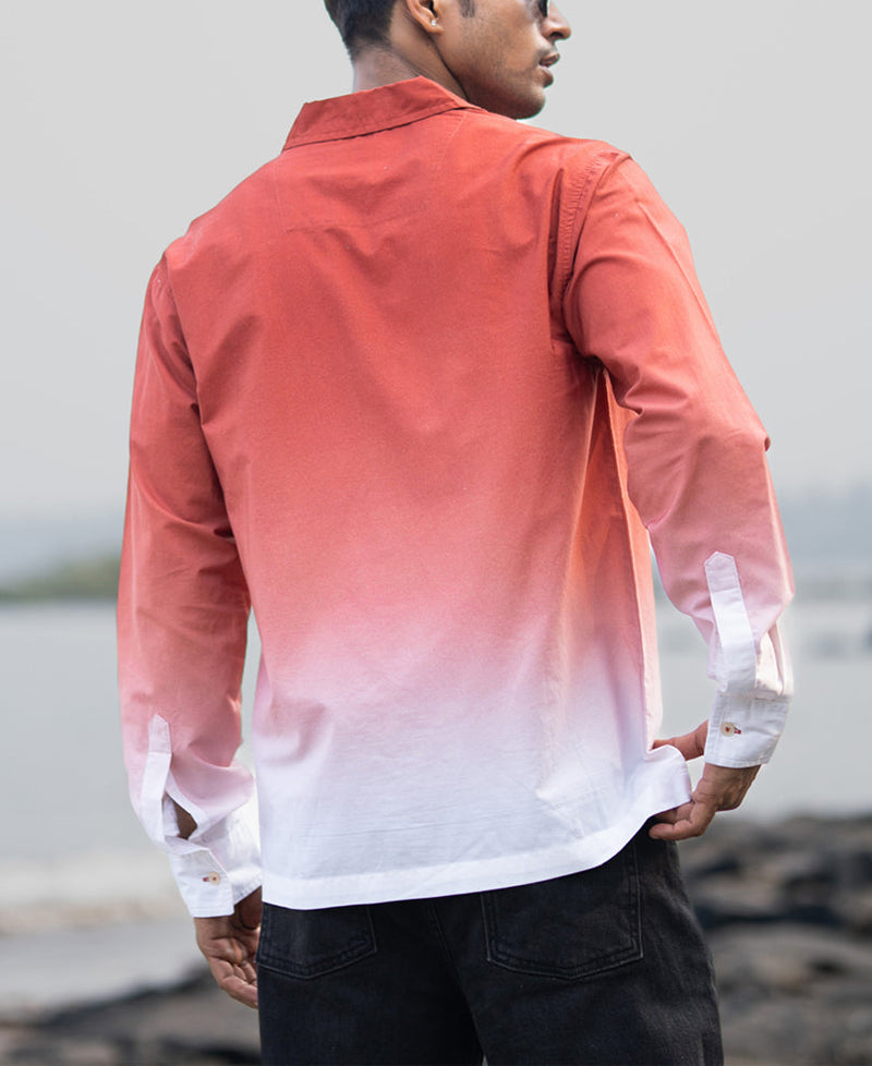Orange Rust Ombre Pocket Shirt