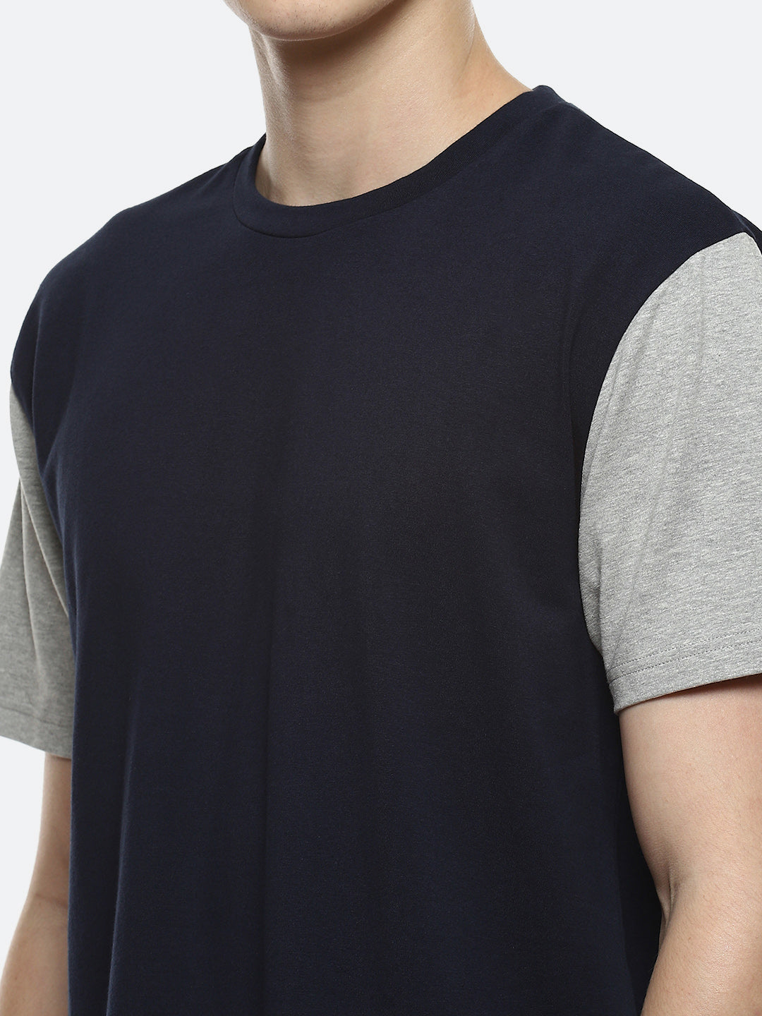 Smash Color Block Oversized T-Shirt - Black Iris Melange