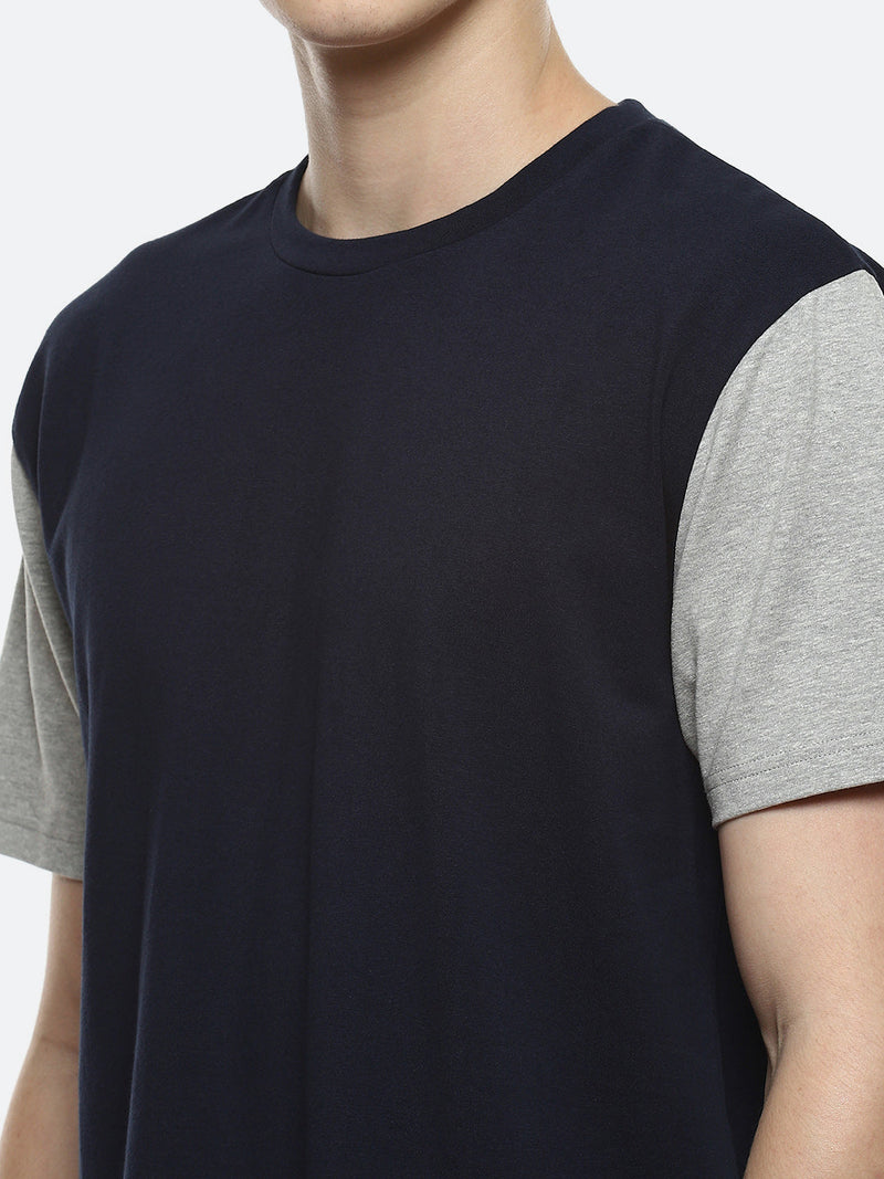 Smash Color Block Oversized T-Shirt - Black Iris Melange