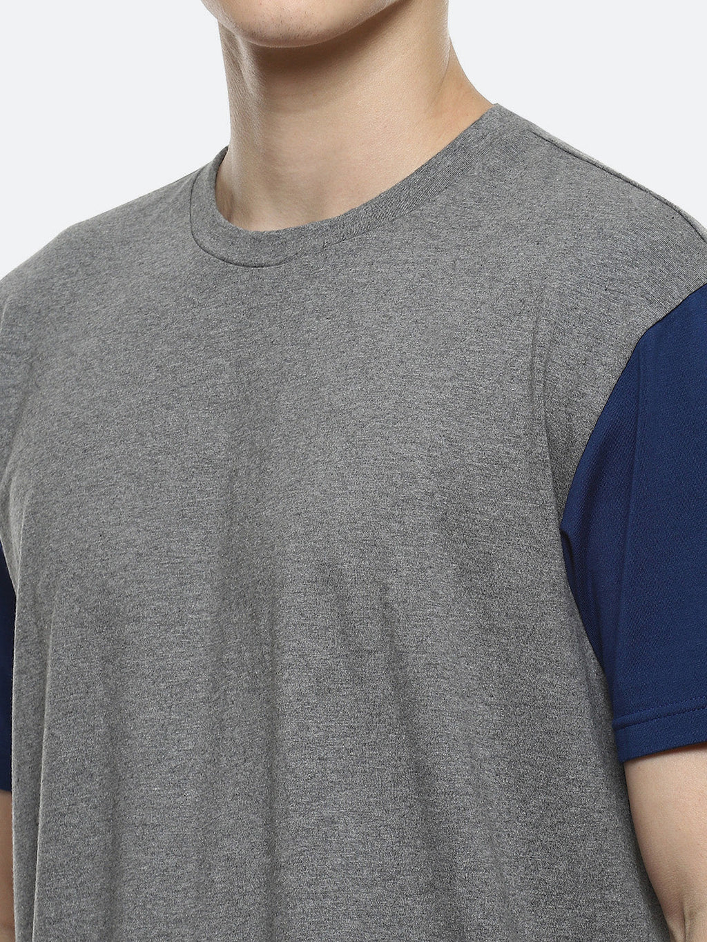 Hue Color Block Oversized T-Shirt - Dark Grey Melange